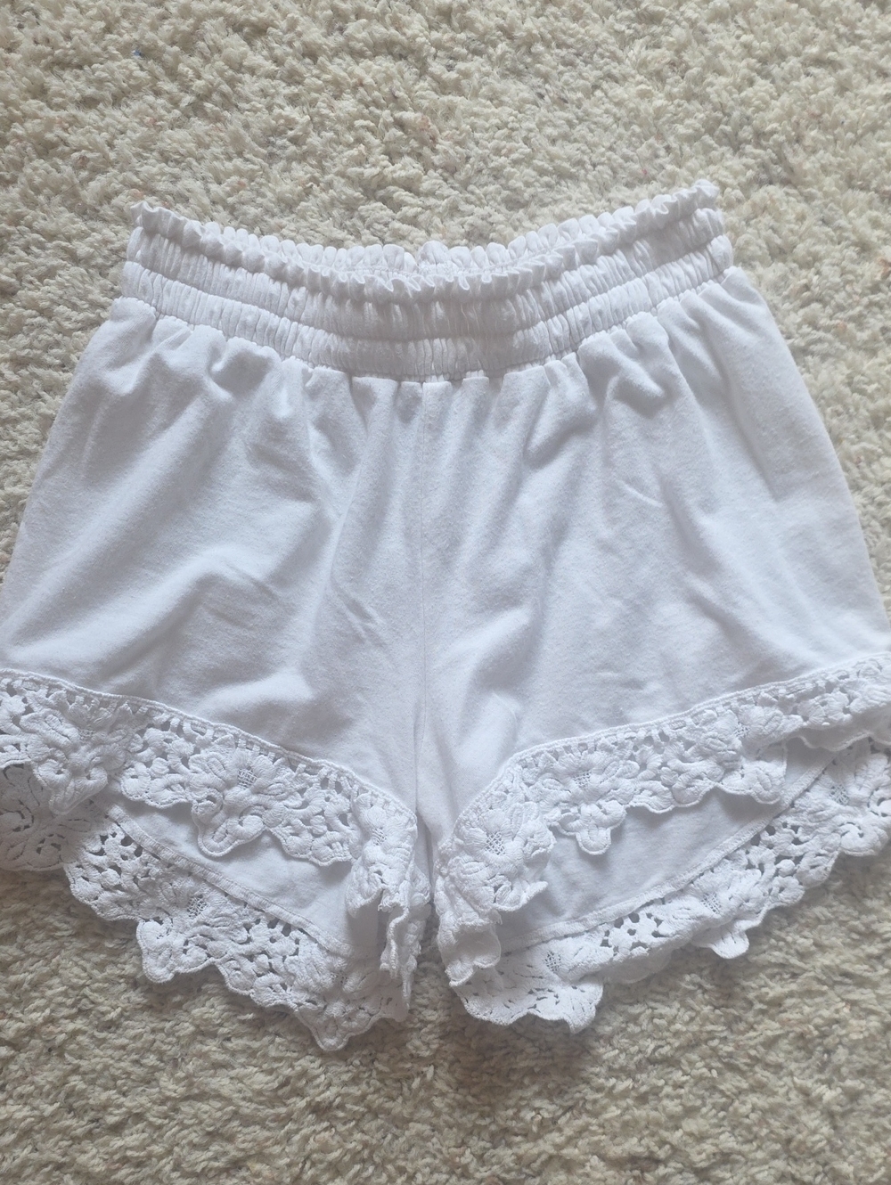 Nightcap White Beachside Lace-Trim Shorts